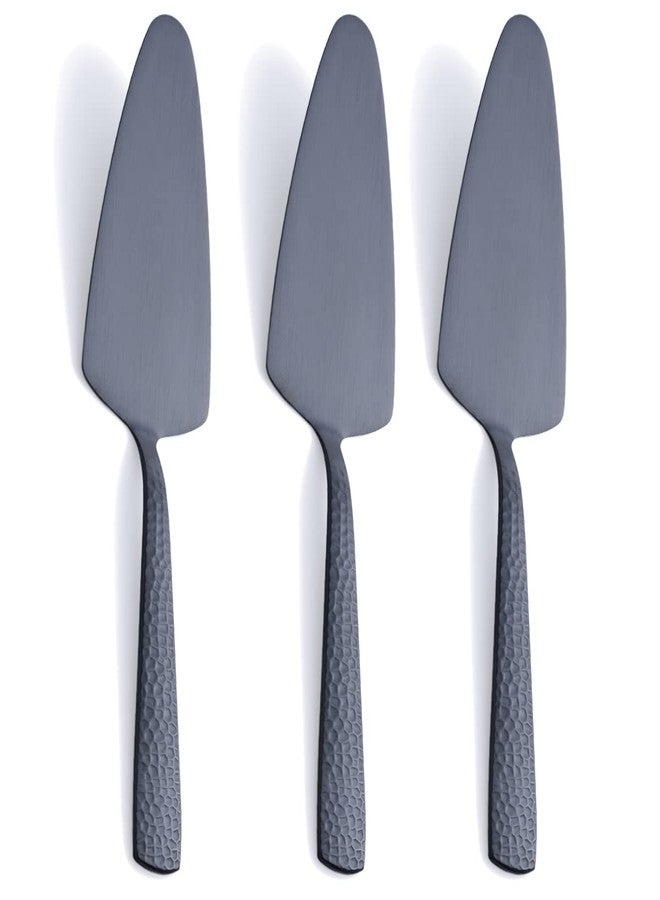 FULLYWARE Matte Black Cake Pie Server, 9.4-inch Stainless Steel Heavy Duty Pizza Spatula, Satin Finish, Set of 3 - Image 1