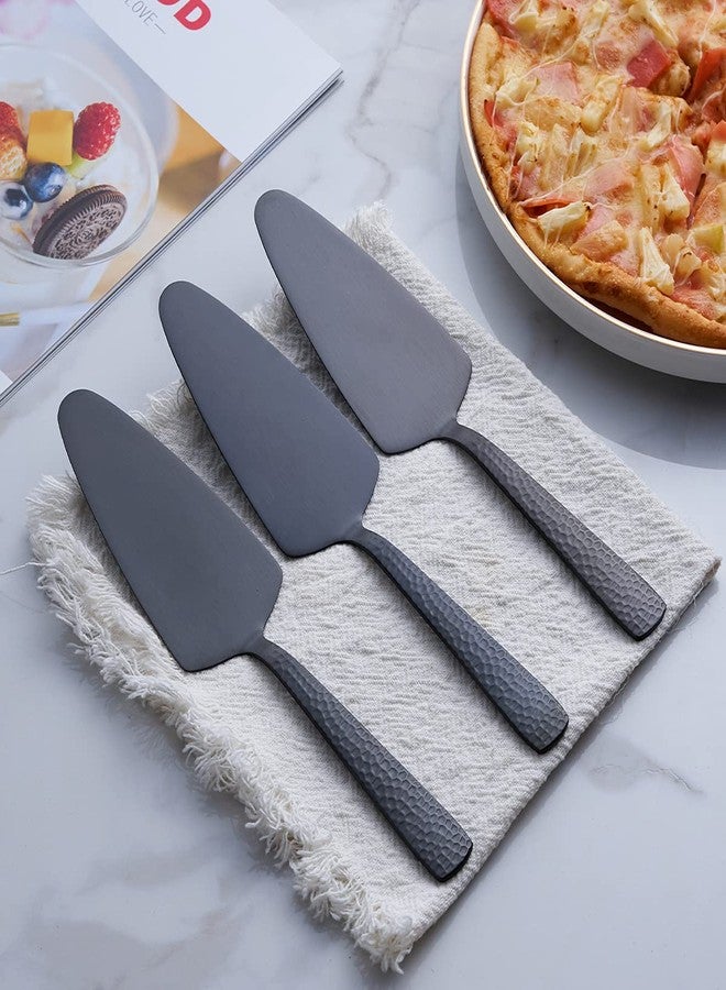 FULLYWARE Matte Black Cake Pie Server, 9.4-inch Stainless Steel Heavy Duty Pizza Spatula, Satin Finish, Set of 3 - Image 2