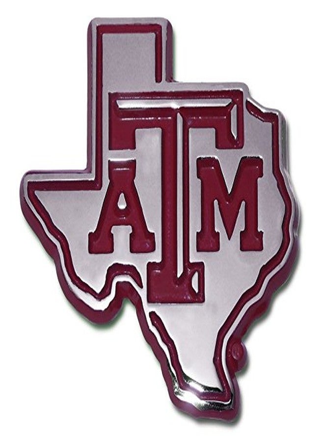 Texas A&M Aggies METAL Auto Emblem with Maroon Trim in Shape of Texas