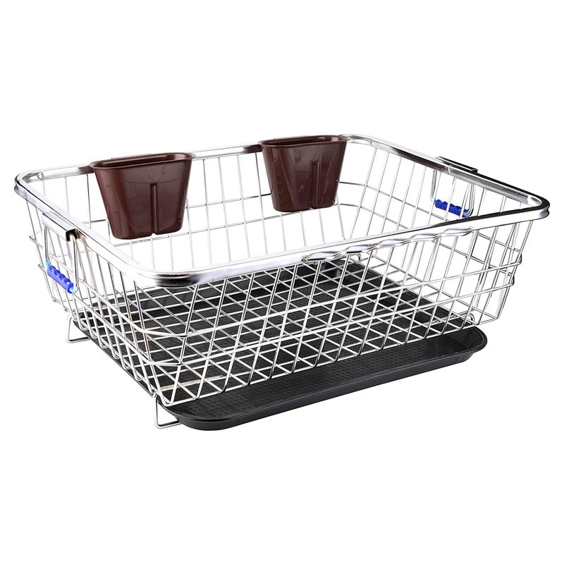 VISHVA 60 x 47 x 23 Cm Stainless Steel Dish Drainer Rack with Drip TrayUtensil Drying Stand for Kitchen Steel with Tray 60x47x232 Spoon Stand - Image 1