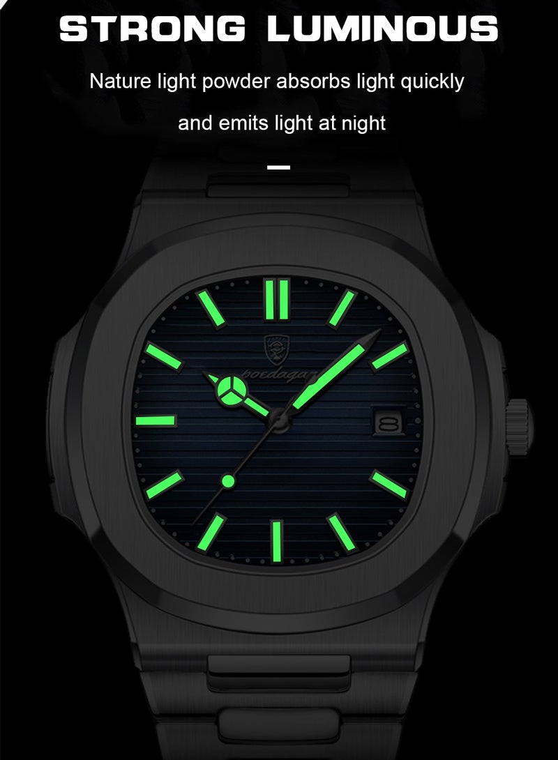 POEDAGAR Watch For Men Stainless Steel Quartz Luminous Water Resistant Watch - Image 2