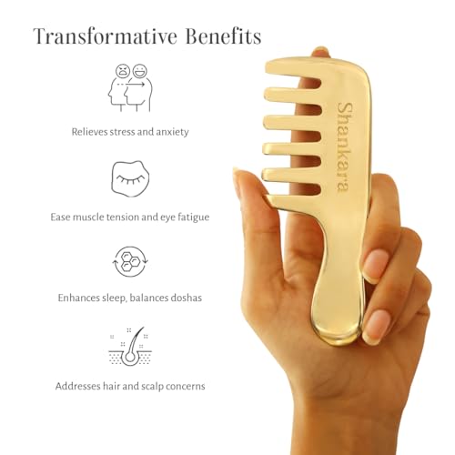 SHANKARA Kansa Hair Comb-versatile tool for Shiroabhyanga | Enhances Blood Circulation & Stress Relief |Hair Growth & Scalp Massage, Reduces Hair Fall, For Men & Women-1 Piece - Image 2