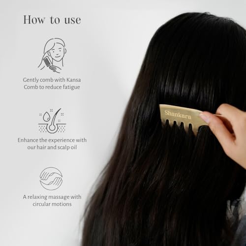 SHANKARA Kansa Hair Comb-versatile tool for Shiroabhyanga | Enhances Blood Circulation & Stress Relief |Hair Growth & Scalp Massage, Reduces Hair Fall, For Men & Women-1 Piece - Image 4