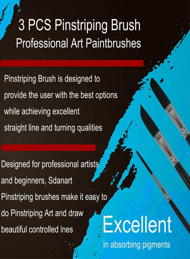 Sdanart Pinstriping Brush 3 pcs High Performance Striping Brushes,Sdanart Long Liner Brush,Script Liner Brush,Sword Brush, Scroll Brushes, Professional Art Paintbrushes Paint Brushes - Image 2