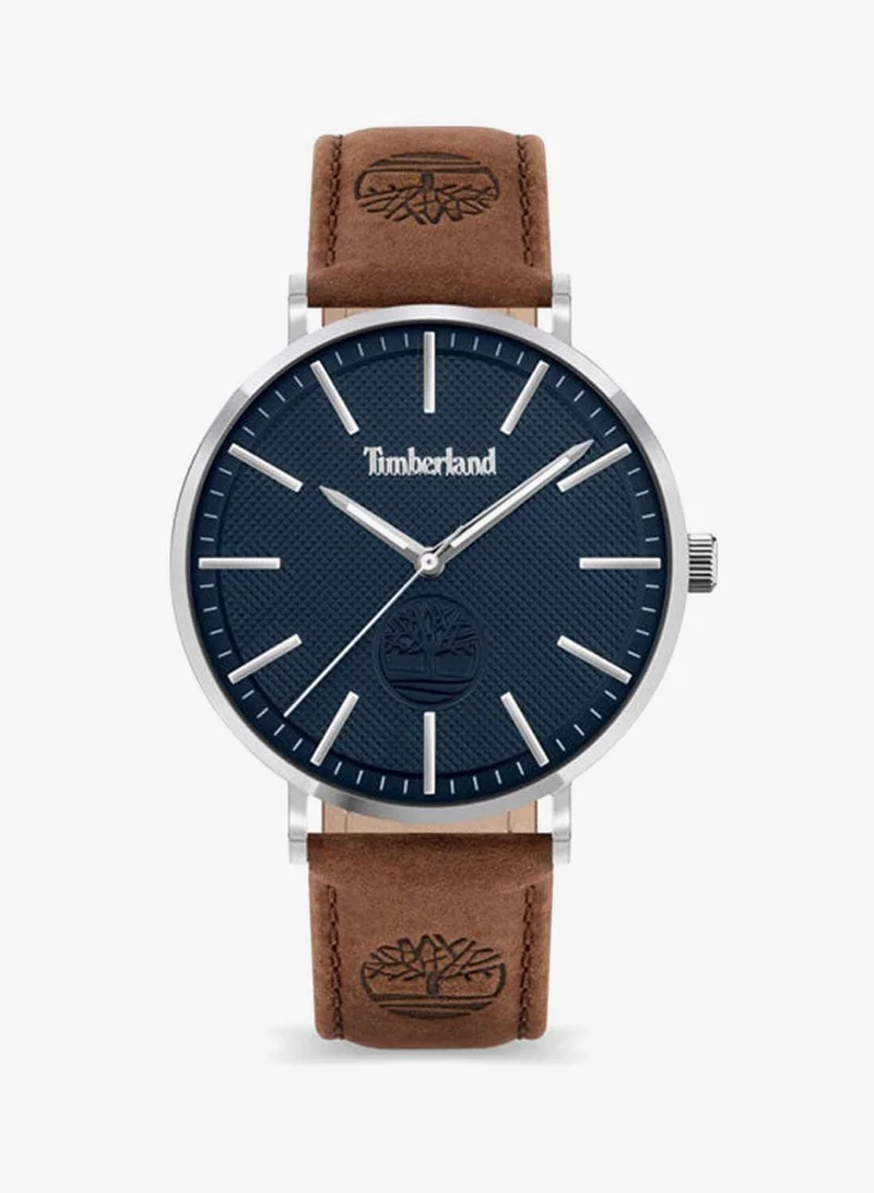 Timberland Kinsley Navy Dial Leather Strap Analog Watch for Men, 42mm