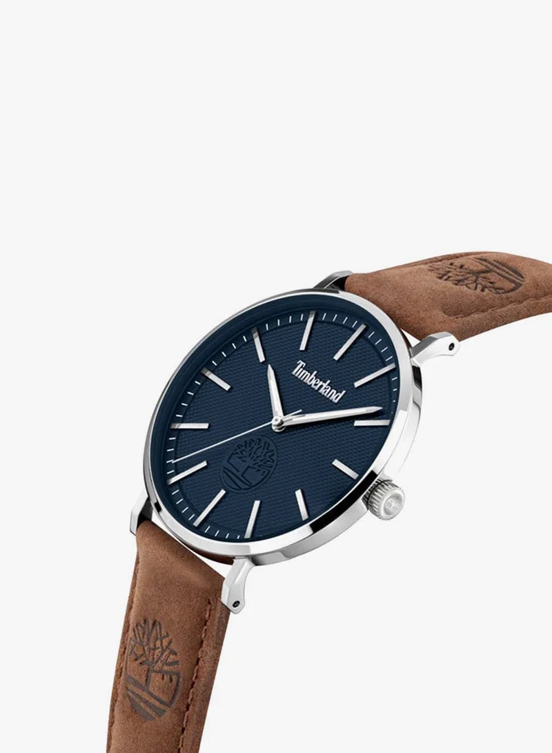 Timberland Kinsley Navy Dial Leather Strap Analog Watch for Men, 42mm