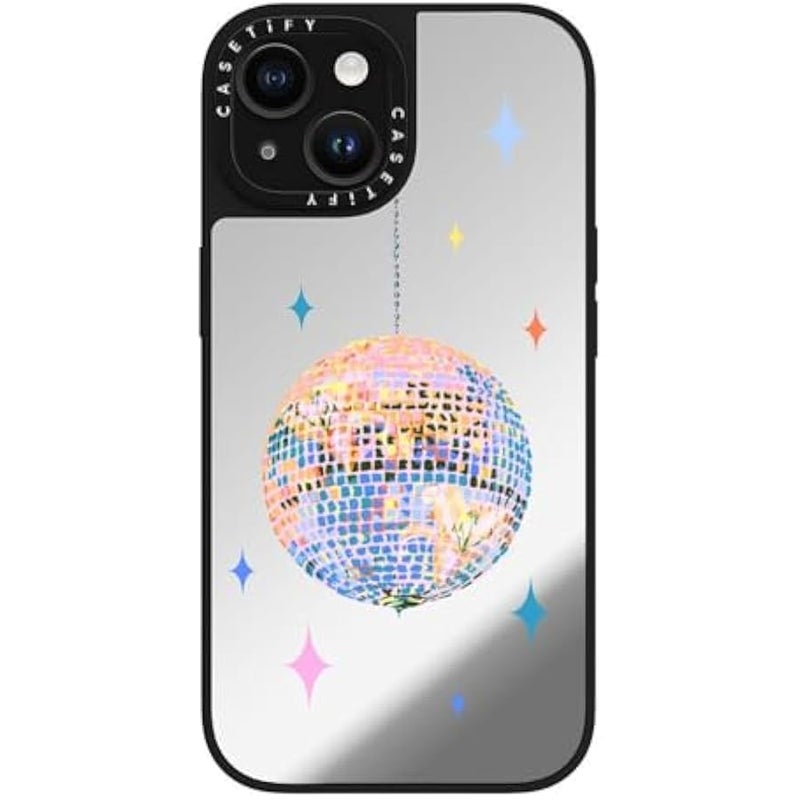 Casetify Mirror iPhone 15 Case 【Reflective / 4.9ft Drop Protection/Compatible with Magsafe】 - Disco - Silver on Black - Image 5