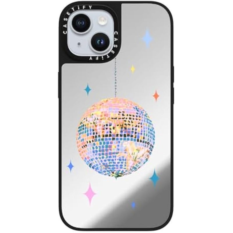 Casetify Mirror iPhone 15 Case 【Reflective / 4.9ft Drop Protection/Compatible with Magsafe】 - Disco - Silver on Black - Image 4