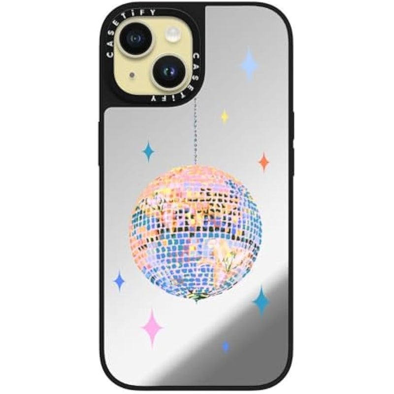 Casetify Mirror iPhone 15 Case 【Reflective / 4.9ft Drop Protection/Compatible with Magsafe】 - Disco - Silver on Black - Image 2