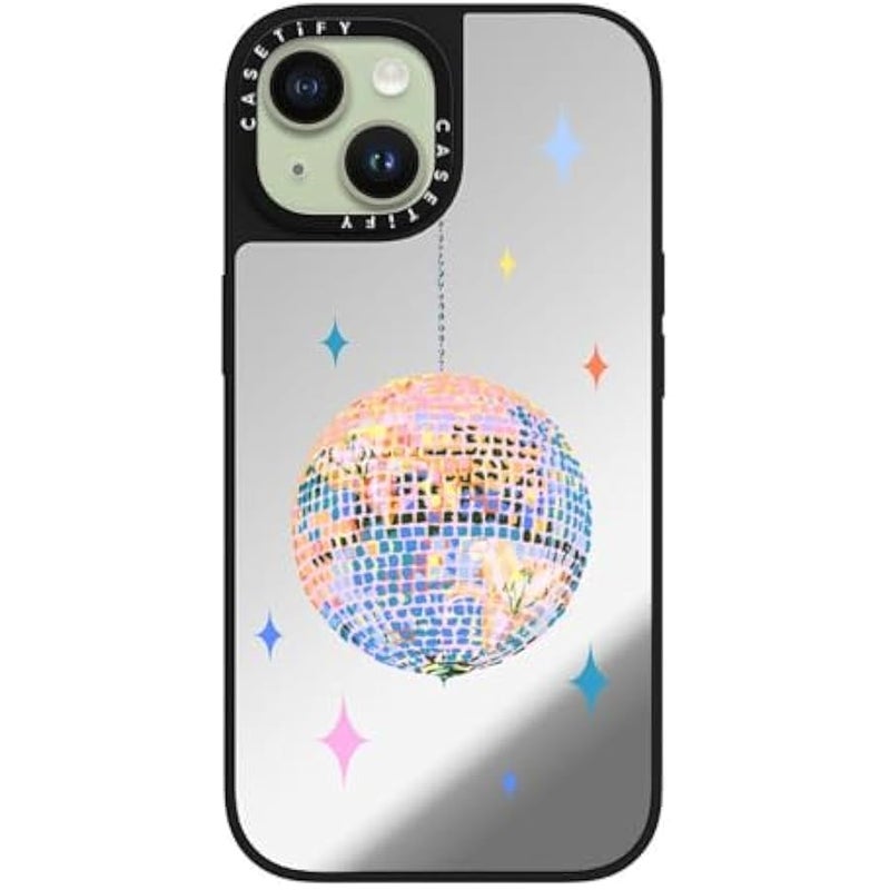 Casetify Mirror iPhone 15 Case 【Reflective / 4.9ft Drop Protection/Compatible with Magsafe】 - Disco - Silver on Black - Image 3