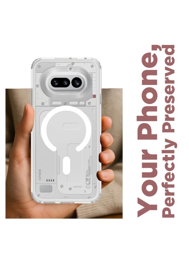 YoYoTech For Nothing Phone 4a Magsafe Case Transparent Clear Case [Support Wireless Charging] Hard PC Back TPU Edge Shockproof Protective Cover for Nothing Phone 4a 5G 6.78' 2025. - Image 2