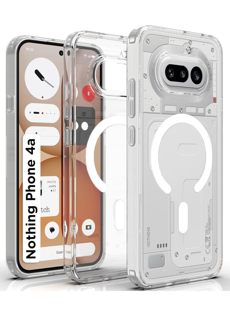 YoYoTech For Nothing Phone 4a Magsafe Case Transparent Clear Case [Support Wireless Charging] Hard PC Back TPU Edge Shockproof Protective Cover for Nothing Phone 4a 5G 6.78' 2025. - Image 1