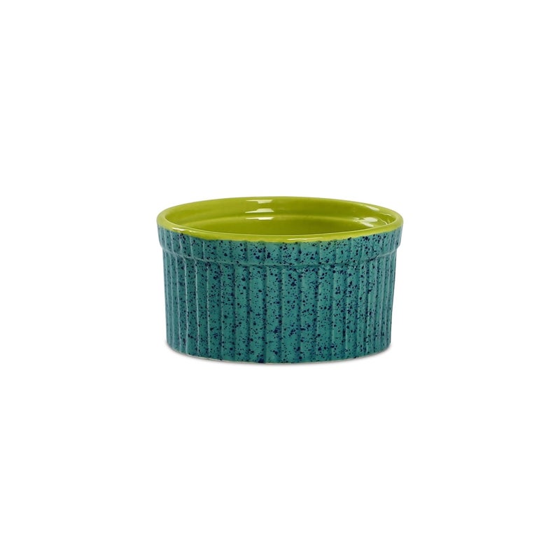 Caffeine Ceramic Handmade Glossy Turquoise Green Ramekin bowl Set of 6 - Image 3