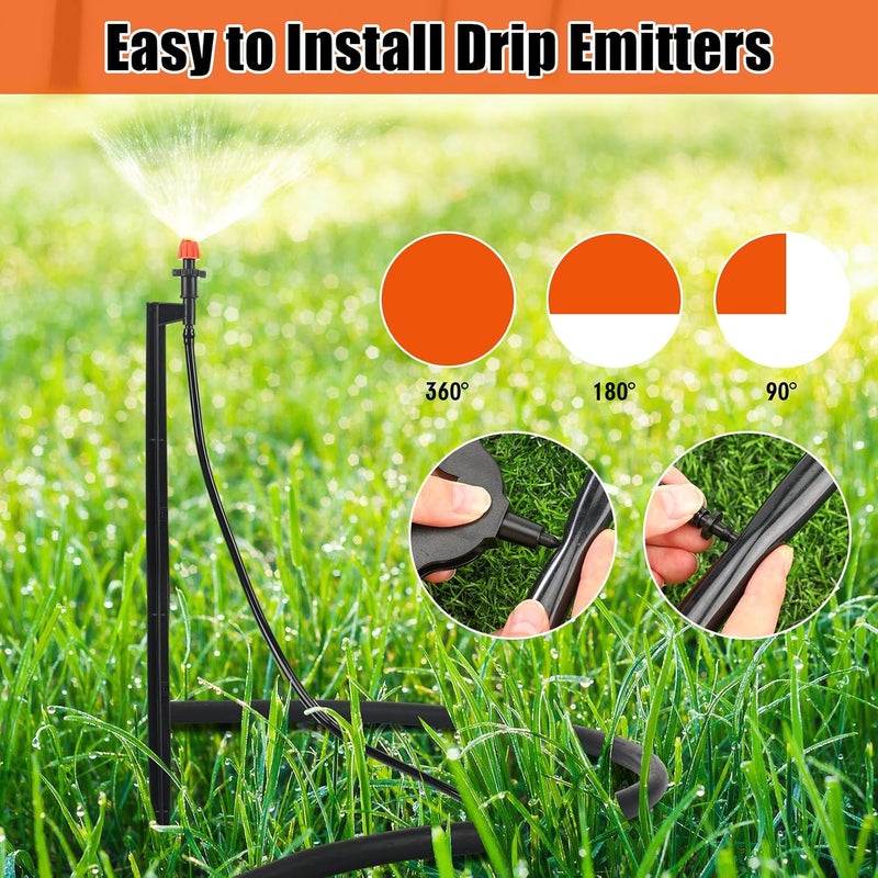 Geelin 25 Pcs Drip Spray Emitters, Micro Sprinkler Heads with Stake, 180 Degree Sprinkler Nozzle with 1/4" Drip Irrigation Tubing for Garden Irrigation System - Image 3