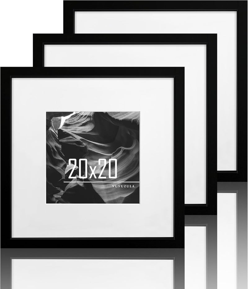 إطار صور VUVUZULA 20 × 20 سم خشب أسود مربع مجموعة من 3 إطار خشبي إطار صور إطار MDF مع حامل 12 × 12 سم تطبيقات مختلفة - Image 1