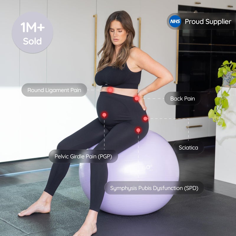 BABYGO Birthing Ball - Pregnancy Yoga Labor & Exercise Ball & Book Set Trimester Targeting, Maternity Physio, Birth & Recovery Plan Included Anti Burst Eco Friendly (Lavender, 75cm) - Image 3