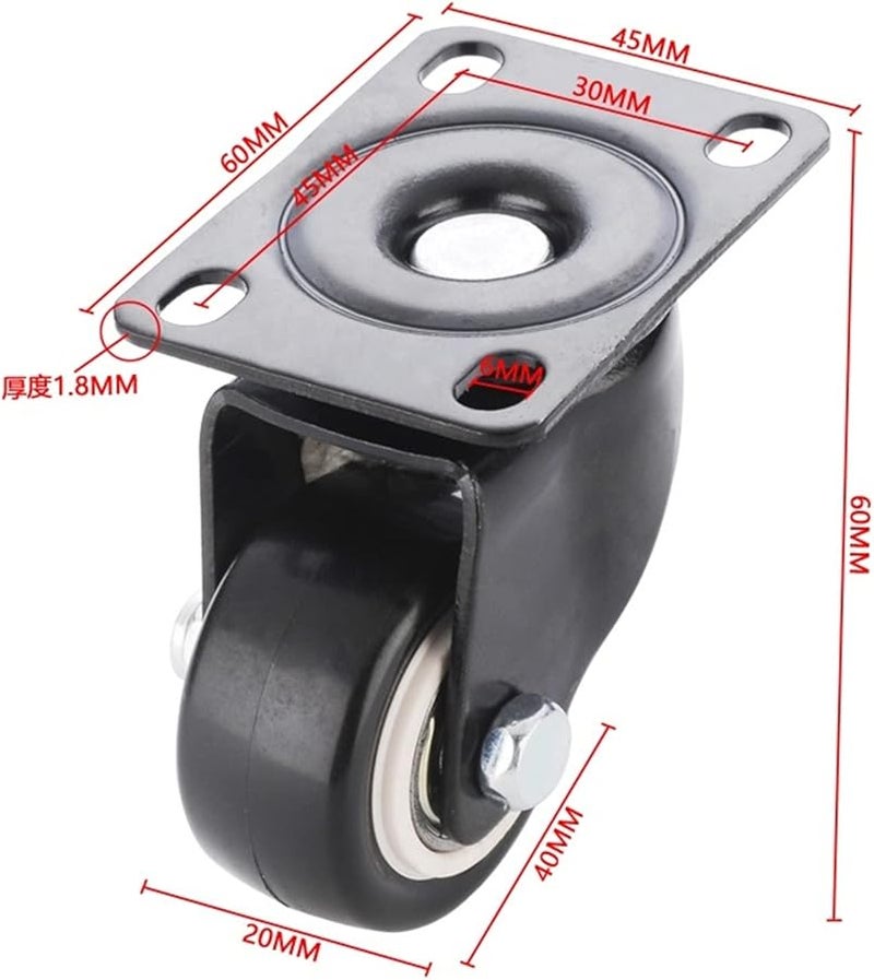 Heavy Duty 360 Swivel Caster Wheel 50kg Capacity 1.5 Inch Screw Plate No Brake - Image 3