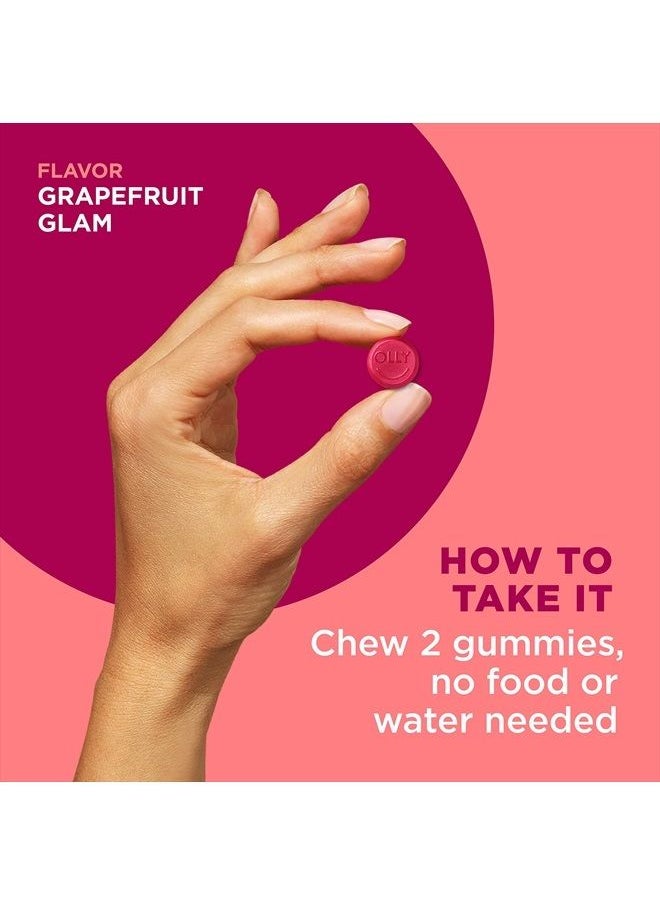 OLLY - Undeniable Beauty Gummy, For Hair, Skin, Nails, Biotin, Vitamin C, Keratin, Chewable Supplement, Grapefruit, 30 Day Supply - 60 Count - Image 1