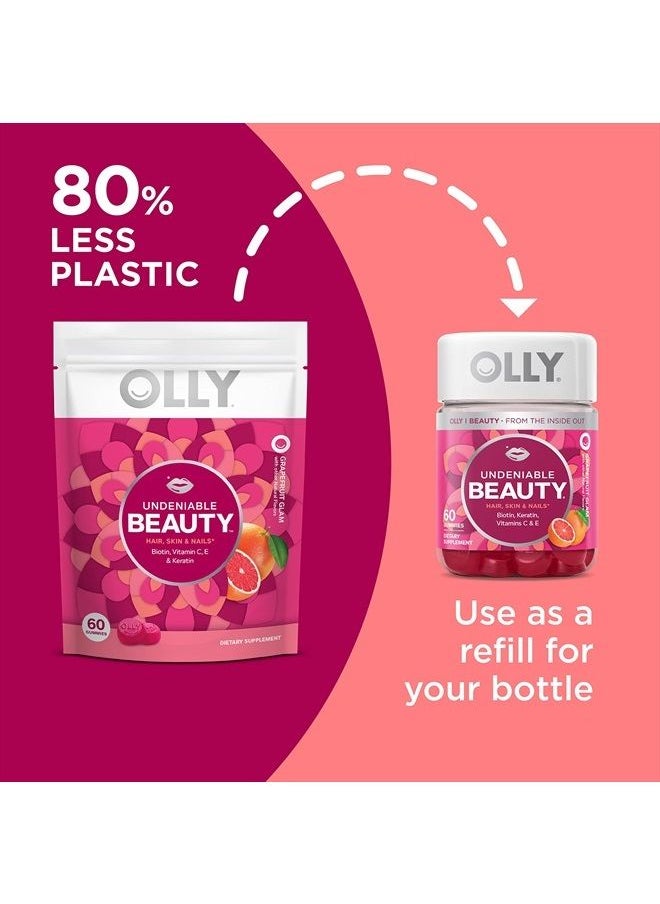 OLLY - Undeniable Beauty Gummy, For Hair, Skin, Nails, Biotin, Vitamin C, Keratin, Chewable Supplement, Grapefruit, 30 Day Supply - 60 Count - Image 1