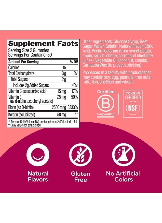 OLLY - Undeniable Beauty Gummy, For Hair, Skin, Nails, Biotin, Vitamin C, Keratin, Chewable Supplement, Grapefruit, 30 Day Supply - 60 Count - Image 1
