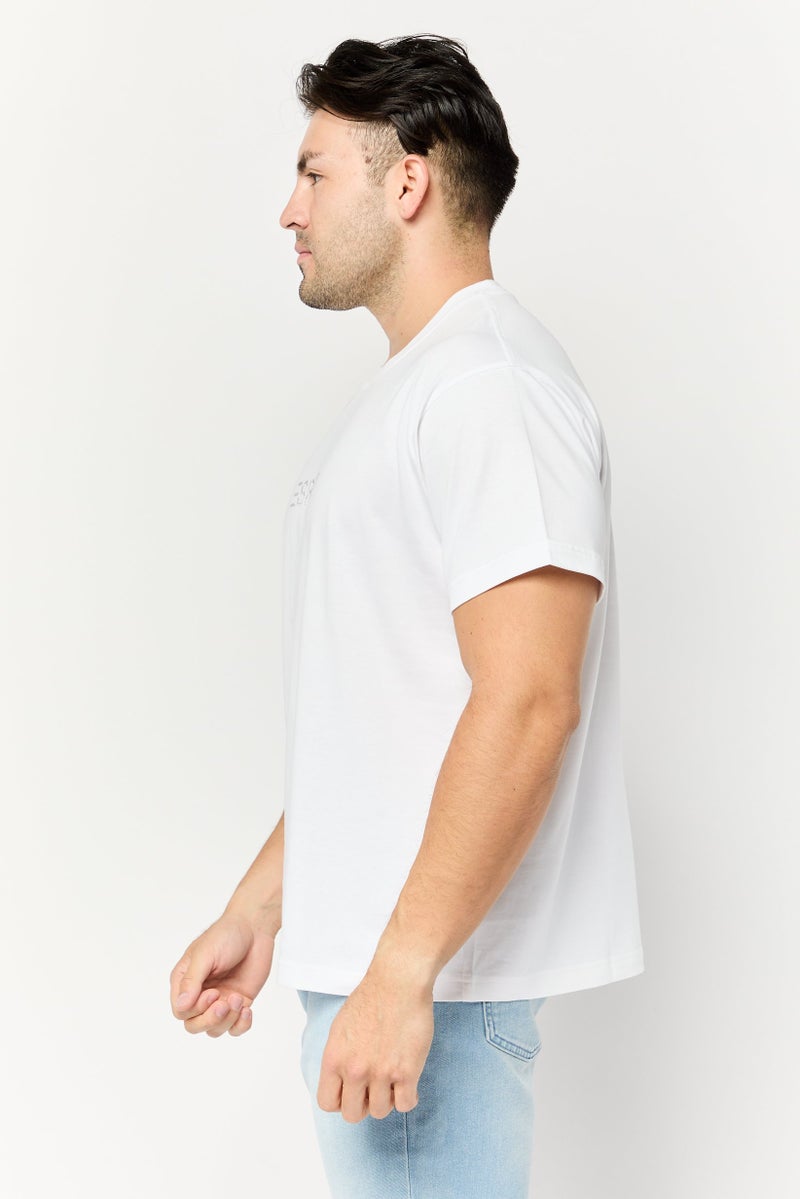 ESPRIT Men Crew Neck Short Sleeve Brand Logo T-Shirt, White - Image 3