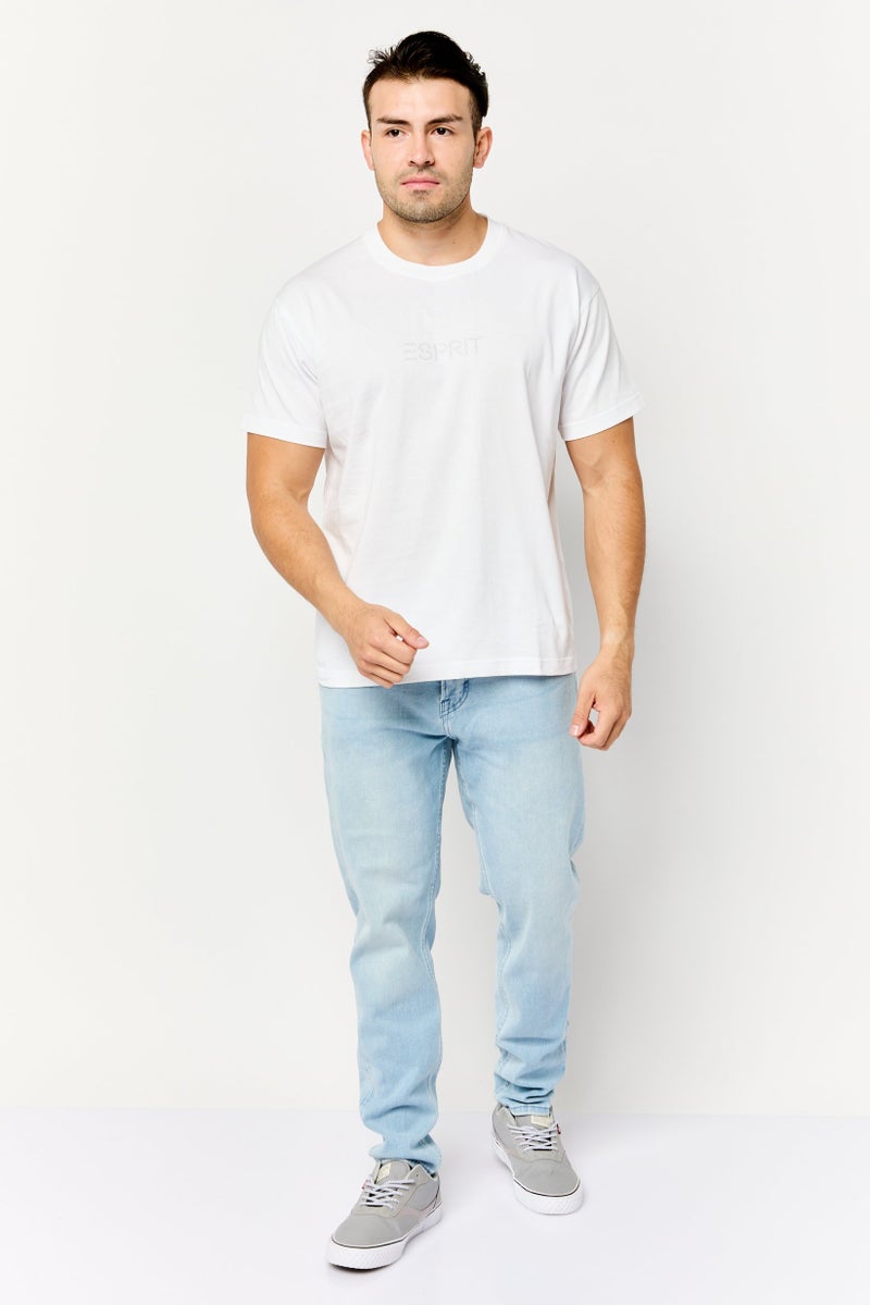 ESPRIT Men Crew Neck Short Sleeve Brand Logo T-Shirt, White - Image 4