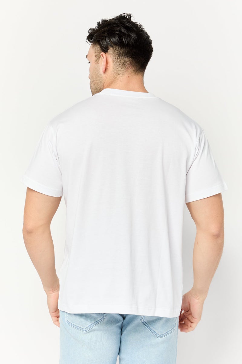 ESPRIT Men Crew Neck Short Sleeve Brand Logo T-Shirt, White - Image 2