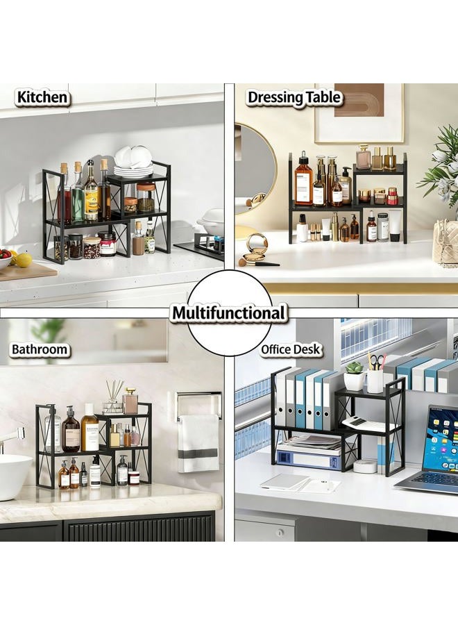 Yelinkws Desktop Shelf Organizer,Small Bookshelf for Office,Wood Desk Top Shelves, Office Organization and Storage,Black - Image 4