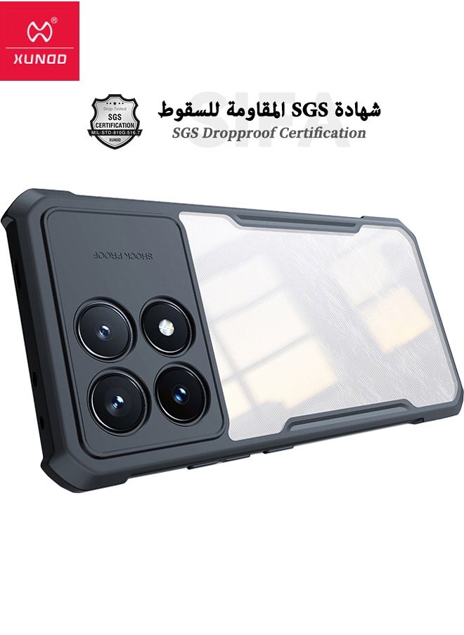 إكسوند حافظة هاتف Xiaomi POCO X6 Pro، لوحة خلفية من الأكريليك الشفاف + غطاء إطار ناعم من مادة TPU باللون الأسود، غطاء حماية مقاوم للسقوط من الدرجة العسكرية SGS لهاتف Xiaomi POCO X6 Pro 5G، شفاف/أسود  - Image 2
