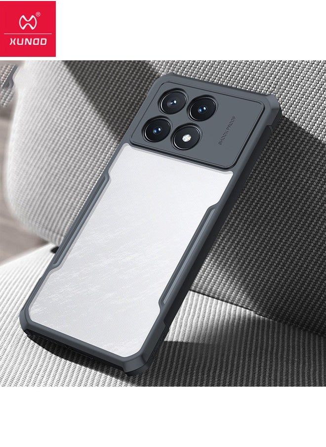 إكسوند حافظة هاتف Xiaomi POCO X6 Pro، لوحة خلفية من الأكريليك الشفاف + غطاء إطار ناعم من مادة TPU باللون الأسود، غطاء حماية مقاوم للسقوط من الدرجة العسكرية SGS لهاتف Xiaomi POCO X6 Pro 5G، شفاف/أسود  - Image 5