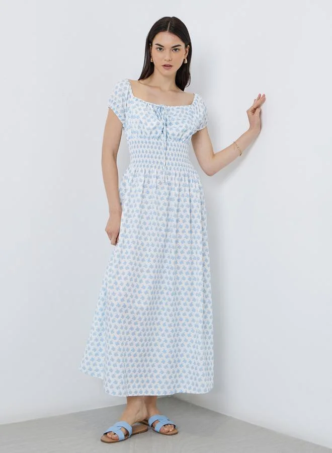 Take Two Take Two Floral Print Smocked Midi Dress