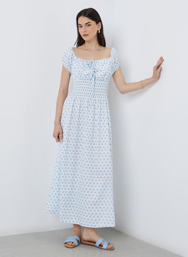 Take Two Floral Print Smocked Midi Dress - Image 3
