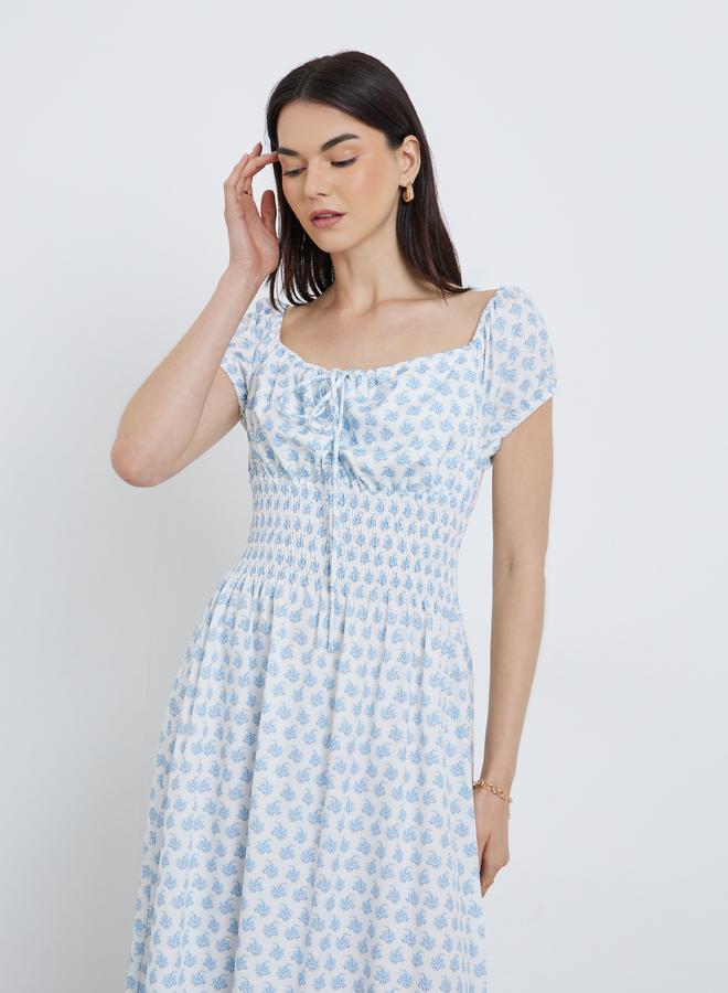 Take Two Floral Print Smocked Midi Dress - Image 2