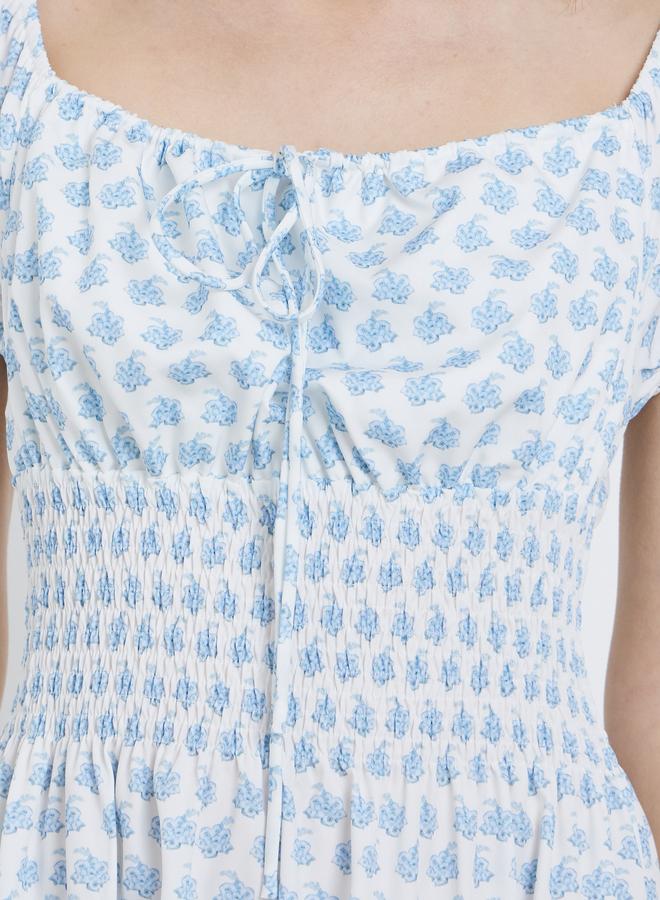 Take Two Floral Print Smocked Midi Dress - Image 4