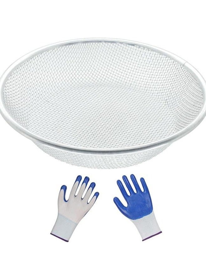 Horticultural Sand Compost Sieve Sand Rock Sieve Soil Compost Diameter 30cm Aperture Optional 2mm-6mm-10mm-Specifications:31.0cm Mm Diameter Hole + Gloves - Image 2