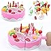 HenMerry 38 PCS DIY Cutting Birthday Party Cake Model Ornament Pretend Kitchen Food Set DIY Fruit Cutting Kitchen PinkBlue Cut Cake Gift 38PCS Pink - Image 2