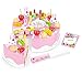 HenMerry 38 PCS DIY Cutting Birthday Party Cake Model Ornament Pretend Kitchen Food Set DIY Fruit Cutting Kitchen PinkBlue Cut Cake Gift 38PCS Pink - Image 4