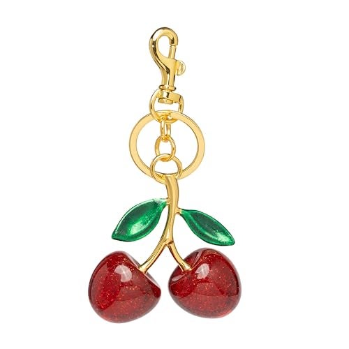 Poitvd Cherry Keychains Bag Charms Purse for Women, Car Key Chains Women Cute Gifts for Birthday Mothers Christmas Valentine Bag Purse Accessory(red green) - Image 1