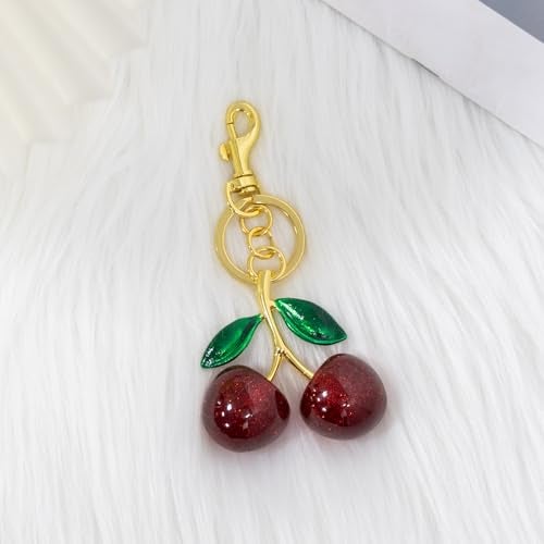 Poitvd Cherry Keychains Bag Charms Purse for Women, Car Key Chains Women Cute Gifts for Birthday Mothers Christmas Valentine Bag Purse Accessory(red green) - Image 4