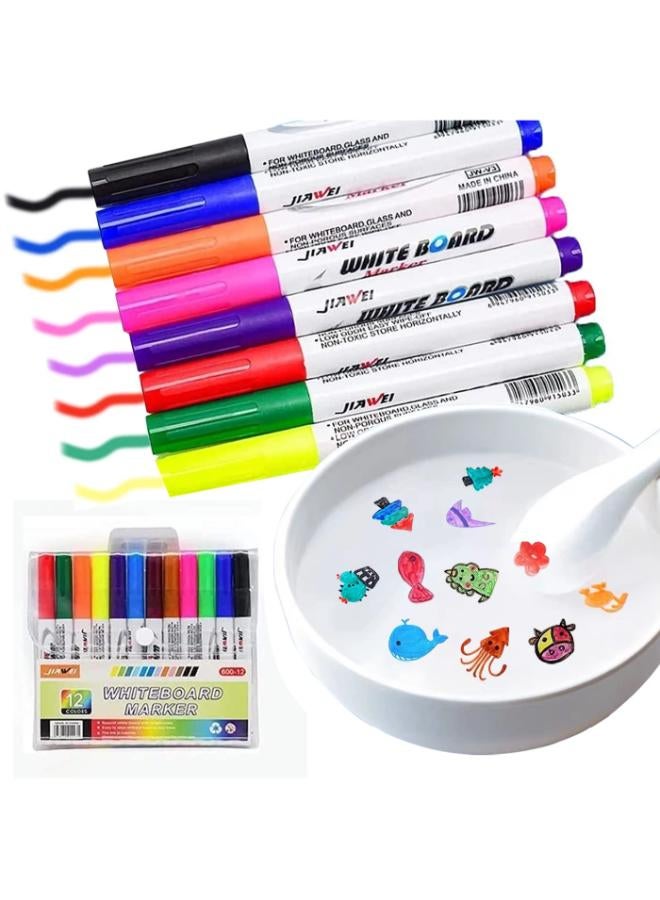 قلم رسم مائي سحري، قلم عائم على الماء، قلم تحديد السبورة البيضاء، قلم ألوان مائية يمكن أن يطفو في الماء بعد الطلاء، مجموعة أدوات رسم المياه هدية للأطفال من سن 3 إلى 12 عامًا (11 لونًا)