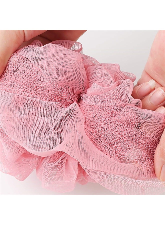 LissomPlume Mesh Pouf Bath Sponge Exfoliating Shower Ball Pom Cleaning Accessory Pink Color - Image 3