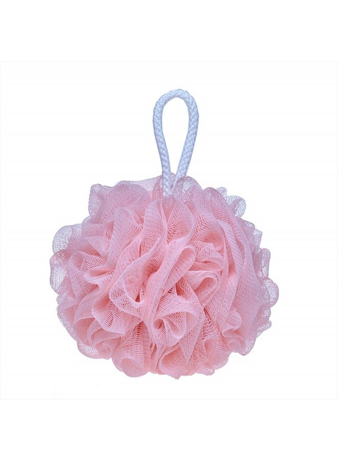 LissomPlume Mesh Pouf Bath Sponge Exfoliating Shower Ball Pom Cleaning Accessory Pink Color - Image 1