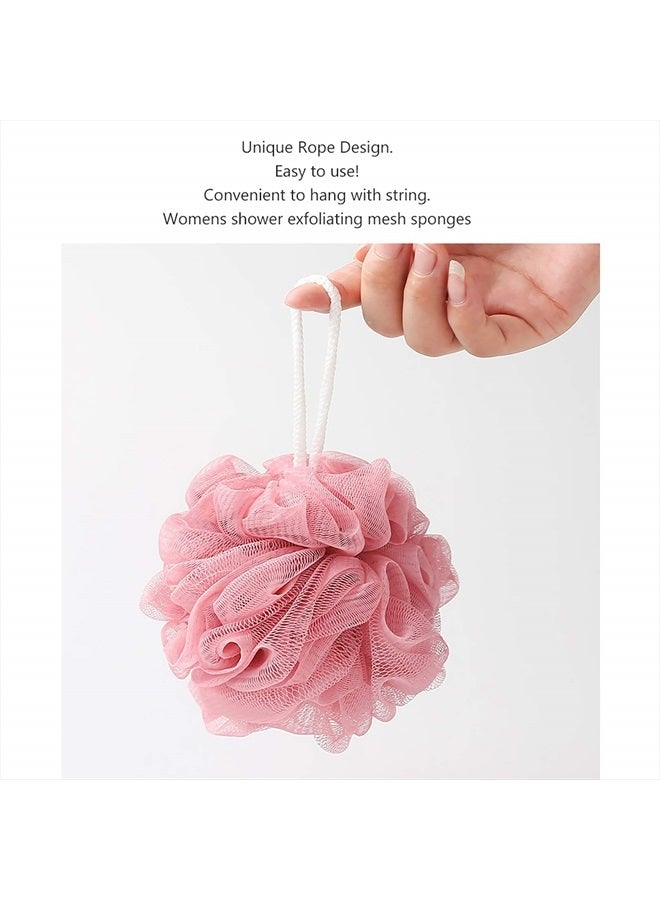 LissomPlume Mesh Pouf Bath Sponge Exfoliating Shower Ball Pom Cleaning Accessory Pink Color - Image 5