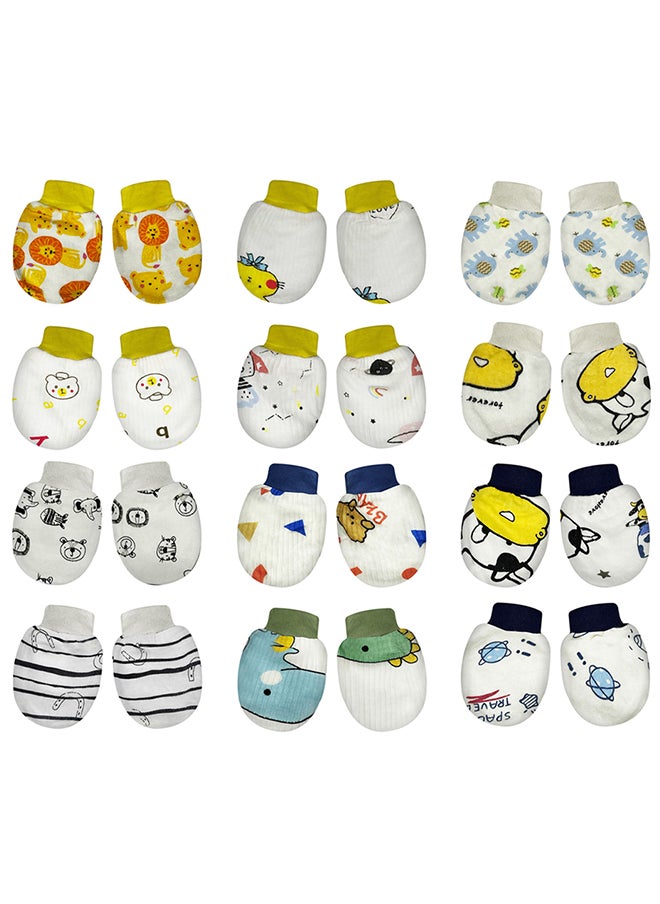 MARGOUN 12 Packs Newborn Baby Mittens Anti Scratch Baby Mittens No Scratch Mittens Baby Gloves for 0-6 Months Boys Girls Multicolour  - Image 2