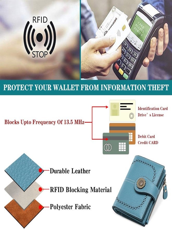 SENDEFN Small Womens Wallet Leather Bifold Card Holder RFID Blocking with Zipper Coin Pocket - Image 5