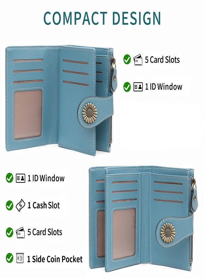 SENDEFN Small Womens Wallet Leather Bifold Card Holder RFID Blocking with Zipper Coin Pocket - Image 2