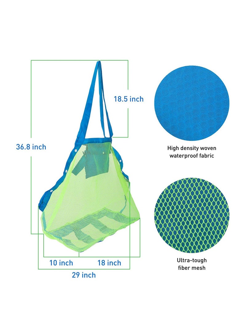 SYOSI حقيبة شاطئية كبيرة جداً من الشبك لحمل الألعاب والبقالة والتسوق والنزهات والعطلات وشبكة الرمل للأطفال - Image 2