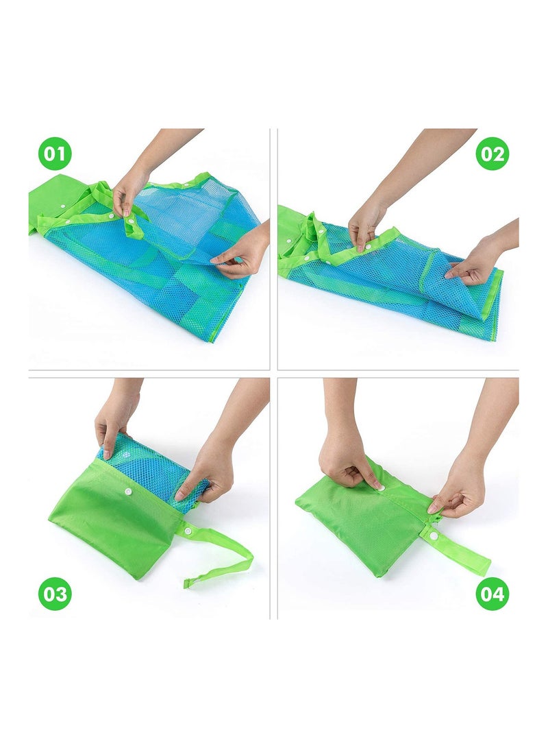 SYOSI حقيبة شاطئية كبيرة جداً من الشبك لحمل الألعاب والبقالة والتسوق والنزهات والعطلات وشبكة الرمل للأطفال - Image 3