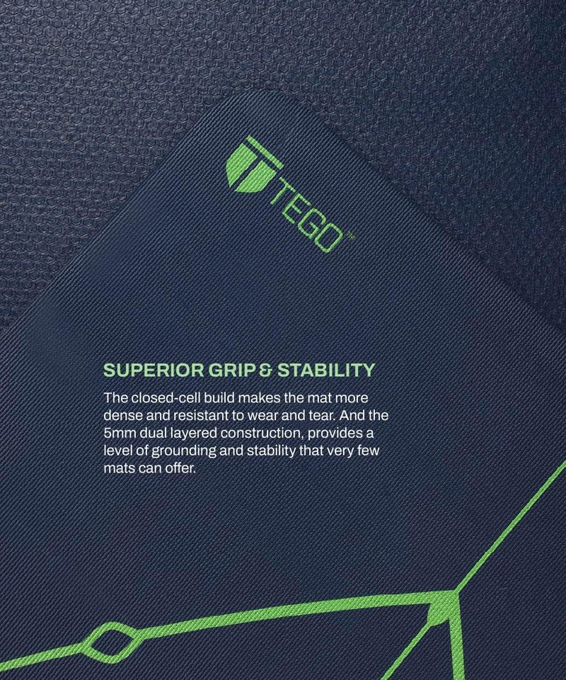 TEGO Stance Yoga Mat with GuideAlign for Posture Alignment (Blue Green With Bag)| Reversible Design with Dual Texture Grip | 5mm Thick | Antimicrobial, Non-Slip, Sweat-Resistant | 6ft x 2ft | Yoga & Fitness Mat | Shoe-friendly Workout Mat - Image 4