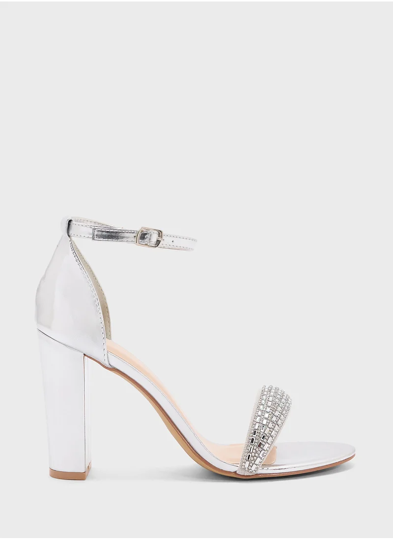 Ginger Block Heel Sandal With Embellished Strap